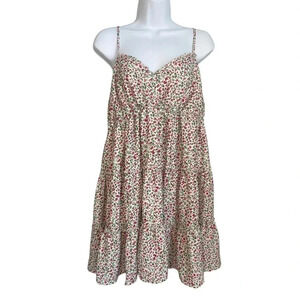 Bailey Blue Floral Print Ruched Dress - Size 1X - V Neck - Boho Ruffle Sundress